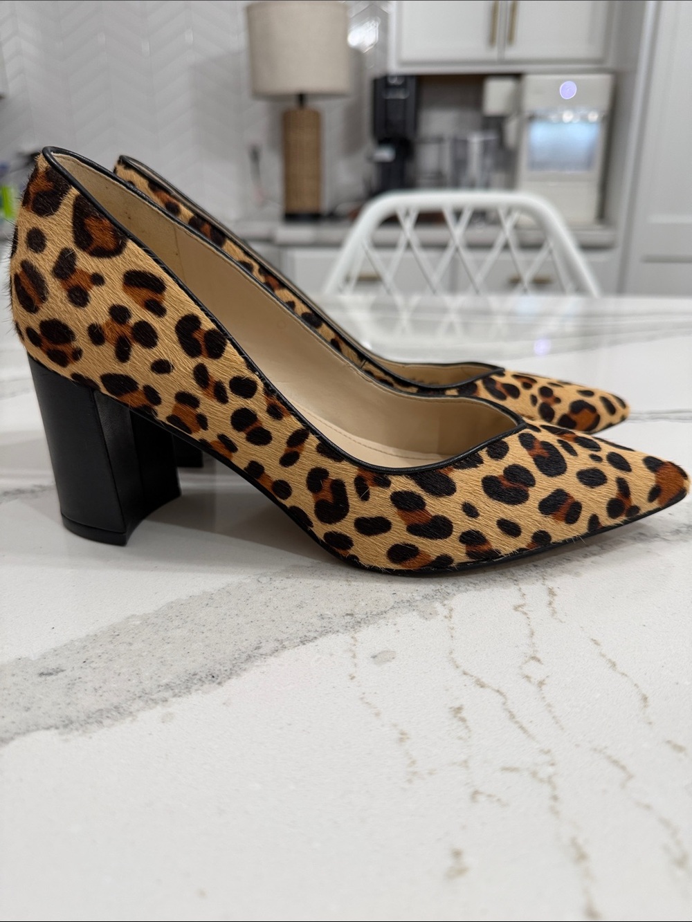 Marc Fisher Leopard Calf Hair Block 2-5” Heel Pumps Size 6.5